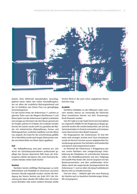 jahresbericht 2012 - Genossenschaft Dreieck