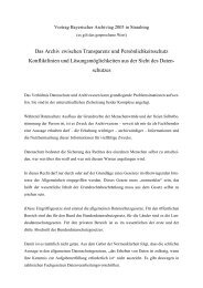 Das Archiv zwischen Transparenz und Persönlichkeitsschutz