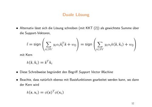 Optimal-trennende Hyperebenen und die Support Vector Machine