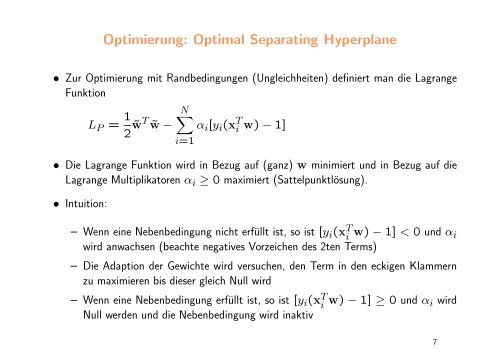 Optimal-trennende Hyperebenen und die Support Vector Machine