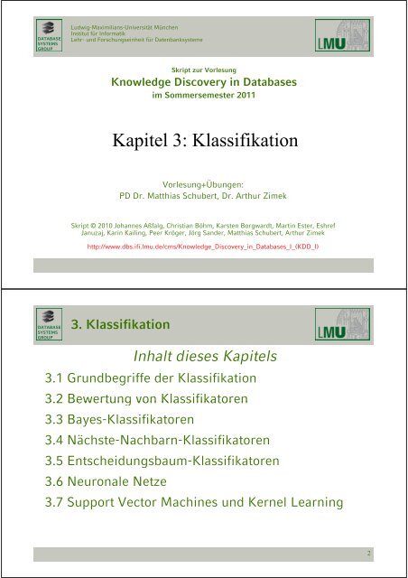 Klassifikation - Database Systems Group - Ludwig-Maximilians ...