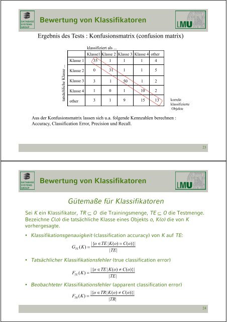 Klassifikation - Database Systems Group - Ludwig-Maximilians ...