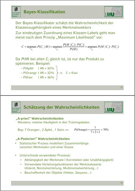 Klassifikation - Database Systems Group - Ludwig-Maximilians ...