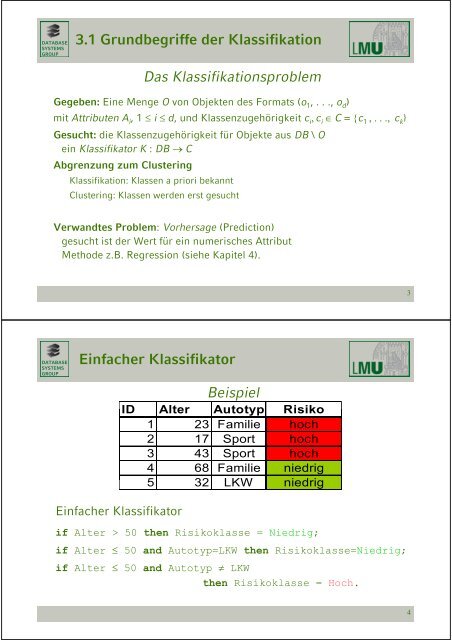 Klassifikation - Database Systems Group - Ludwig-Maximilians ...