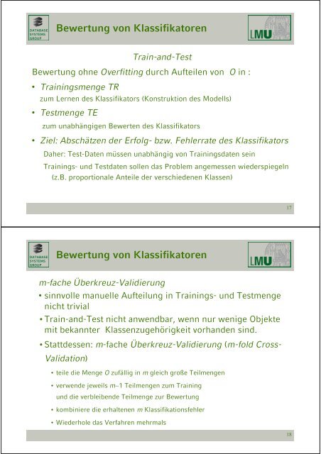 Klassifikation - Database Systems Group - Ludwig-Maximilians ...