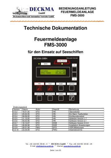 Handbuch FMS 3000 Software 3.3.x - Deckma GmbH