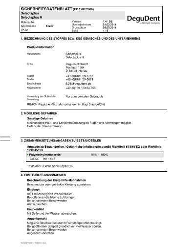 Sicherheitsdatenblatt - DeguDent GmbH