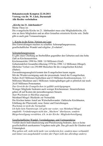 Vortrag Dr. Wolfgang Lück, Zukunft der Kirche, PDF