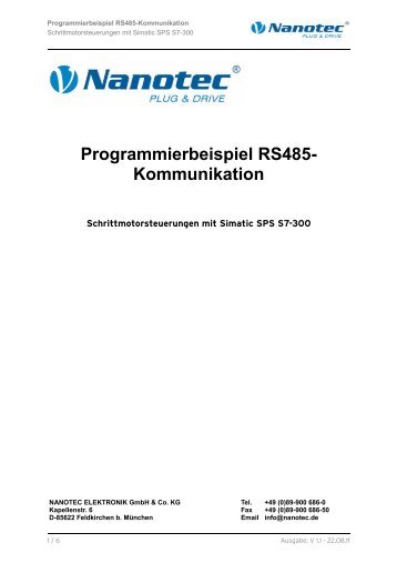 Programmierbeispiel RS485- Kommunikation - Nanotec
