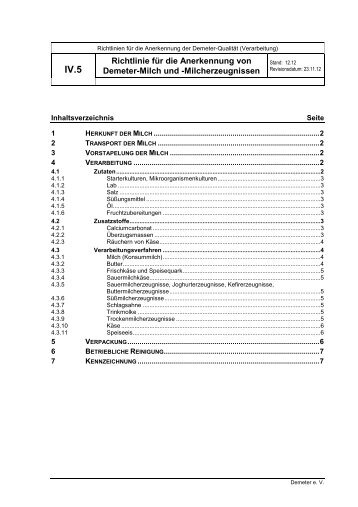 4.5 Richtlinie für die Anerkennung von Demeter-Milch