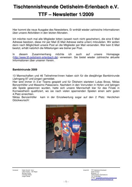 Newsletter 1/2009 - auf den Internetseiten des TTF Oetisheim ...