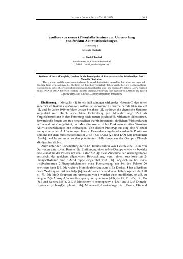 Synthese von neuen (Phenylalkyl)aminen zur Untersuchung von ...