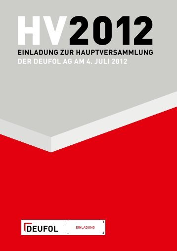 einladung zur hauptversammlung der deufol ag am 4. juli 2012