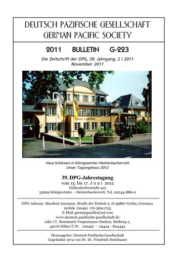 Bulletin G-223 - Teil 1 - Deutsch Pazifischen Gesellschaft