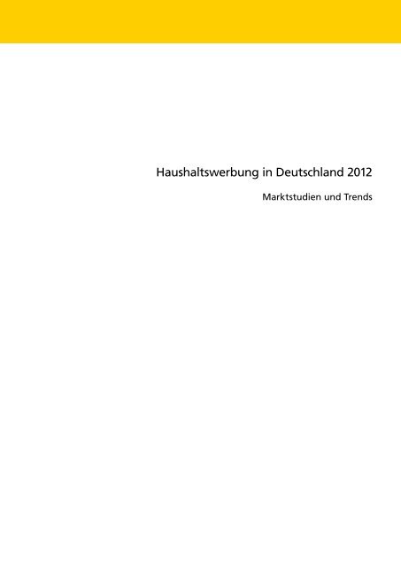 Haushaltswerbung in Deutschland 2012 ... - Deutsche Post