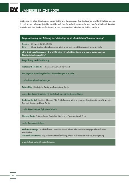 DV Jahresbericht 2009 - Deutscher Verband für Wohnungswesen ...