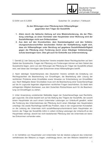 Vollständiges Gutachten vom 08.03.2004, Nr. 03 ... - Deutscher Verein