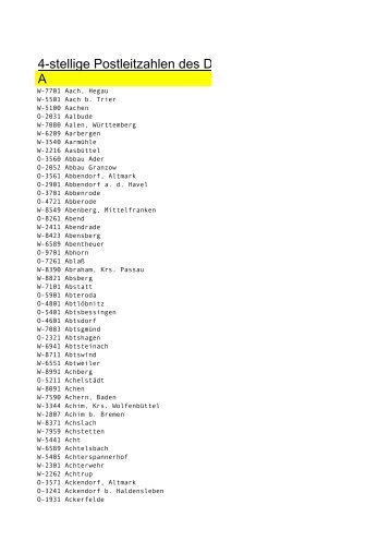 4-stellige PLZ (PDF) - Deutsches Reich