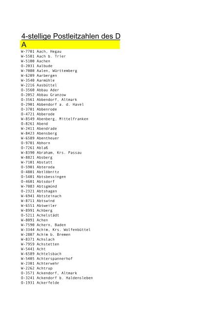 4-stellige PLZ (PDF) - Deutsches Reich