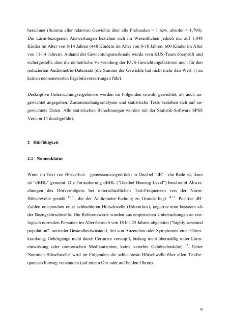 Kinder-Umwelt-Survey (KUS) 2003/06, Lärm - Deutscher ...