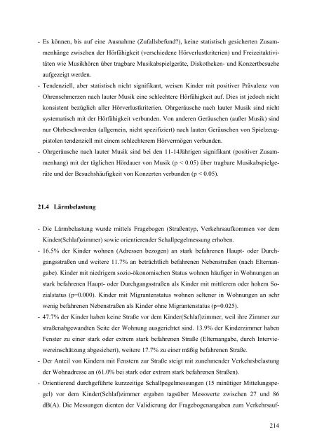 Kinder-Umwelt-Survey (KUS) 2003/06, Lärm - Deutscher ...