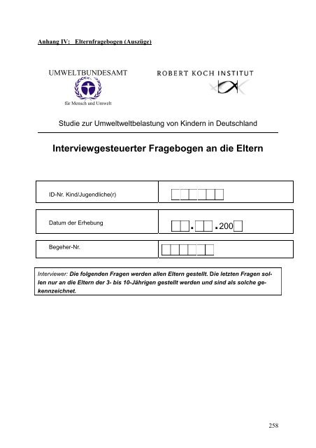 Kinder-Umwelt-Survey (KUS) 2003/06, Lärm - Deutscher ...