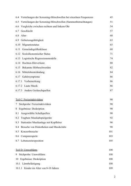 Kinder-Umwelt-Survey (KUS) 2003/06, Lärm - Deutscher ...