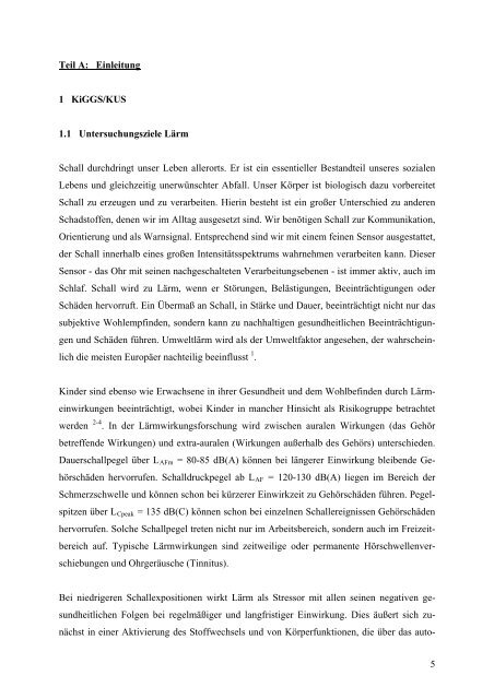 Kinder-Umwelt-Survey (KUS) 2003/06, Lärm - Deutscher ...