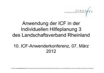 Anwendung der ICF in der Individuellen Hilfeplanung 3 des ... - DGRW