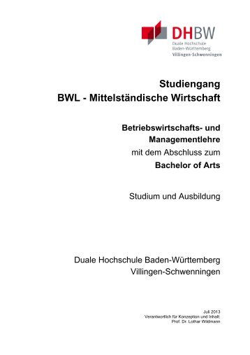 Studiengang BWL - Mittelständische Wirtschaft - DHBW Villingen ...