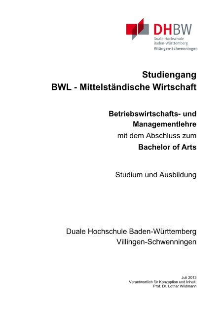 Studiengang BWL - Mittelständische Wirtschaft - DHBW Villingen ...