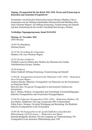 Programm (PDF, 163KB) - Deutsches Historisches Institut Moskau