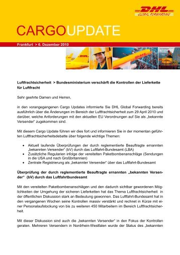 Cargo Update zum herunterladen (Typ: PDF, Größe: 89.24 KB) - DHL