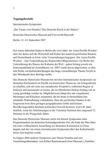 Tagungsbericht des Symposiums - Deutsches Historisches Museum