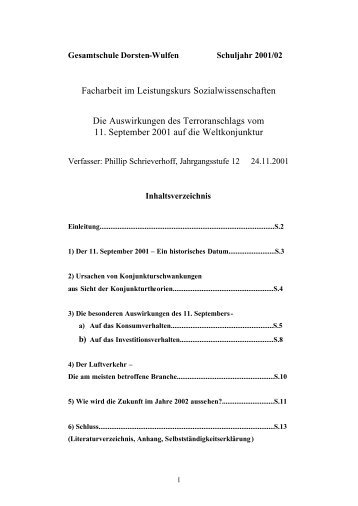 Die Auswirkungen des Terroranschlags vom 11 ... - Dialog SoWi