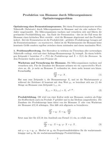 Produktion von Biomasse durch Mikroorganismen ...