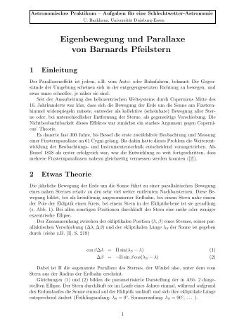 Eigenbewegung und Parallaxe von Barnards Pfeilstern