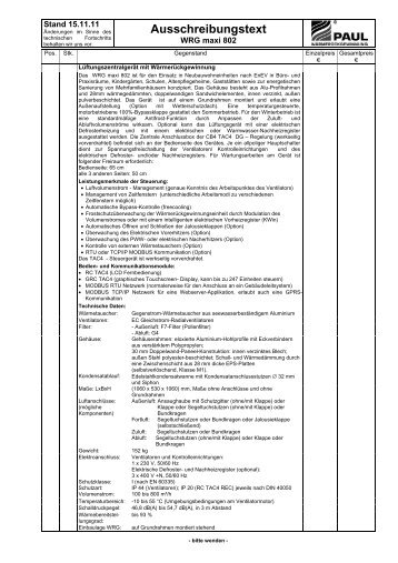 Ausschreibungstexte Paul maxi8002-6002 - Die Dezentrale