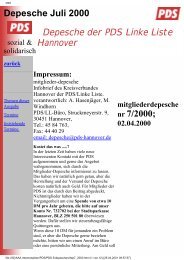 Depesche der PDS Linke Liste Hannover - Die Linke. Hannover