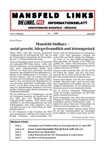 2/2007 - DIE LINKE. Kreisverband Mansfeld-Südharz