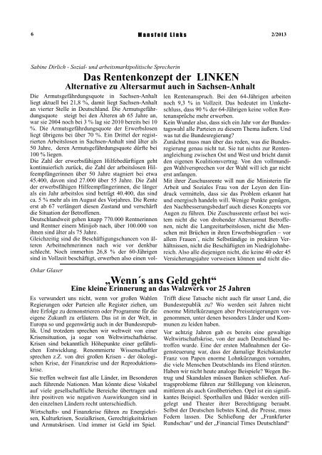 Ausgabe Februar 2013 - DIE LINKE. Kreisverband Mansfeld-Südharz