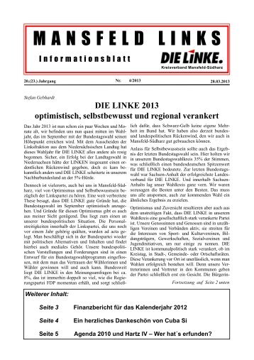 Ausgabe April 2013 - DIE LINKE. Kreisverband Mansfeld-Südharz
