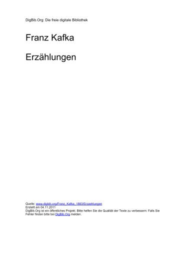 Franz Kafka Erzählungen - DigBib.Org