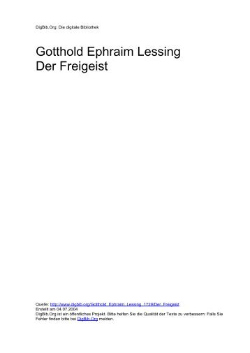 Gotthold Ephraim Lessing Der Freigeist - DigBib.Org