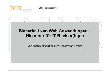 Sicherheit von Web Anwendungen - Deutsches Institut für Interne ...