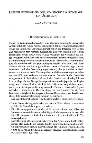 Dienstleistungen in der japanischen Wirtschaft: ein Überblick - DIJ