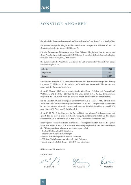 DHS Konzernabschluss (2009) - Dillinger Hütte GTS