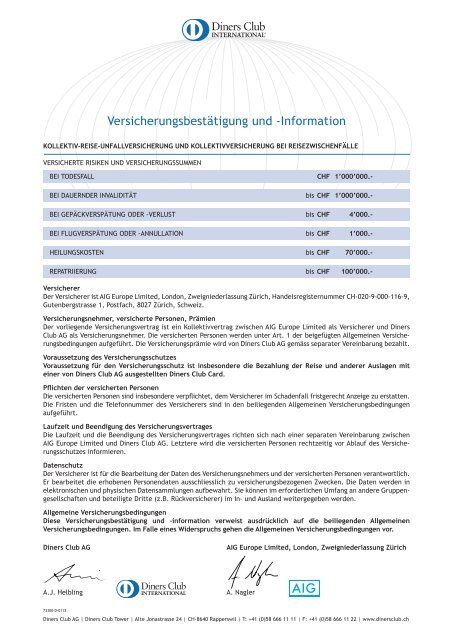 Versicherungsbedingungen - Diners Club