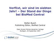 Der Stand der Dinge bei BioMed Central - DINI