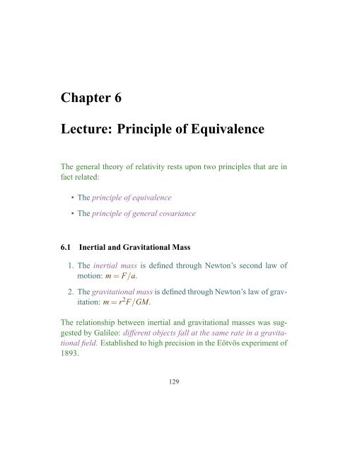 Chapter 6 Lecture: Principle of Equivalence